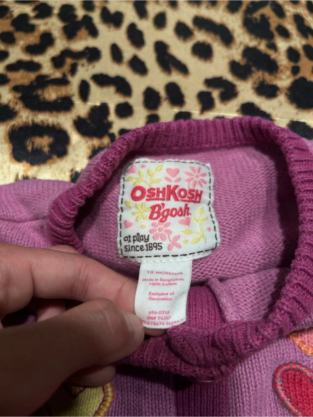 Y2K OshKosh B’Gosh Purple Cardigan with Hearts & Birds